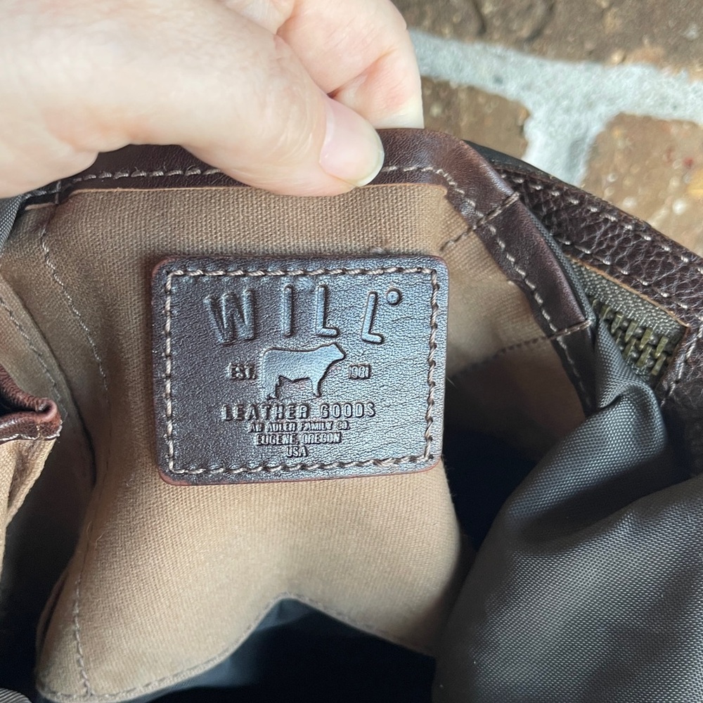 WILL Leather Goods Tan Canvas Bag with Dark Brown Leather Patch - Picture 11 of 15